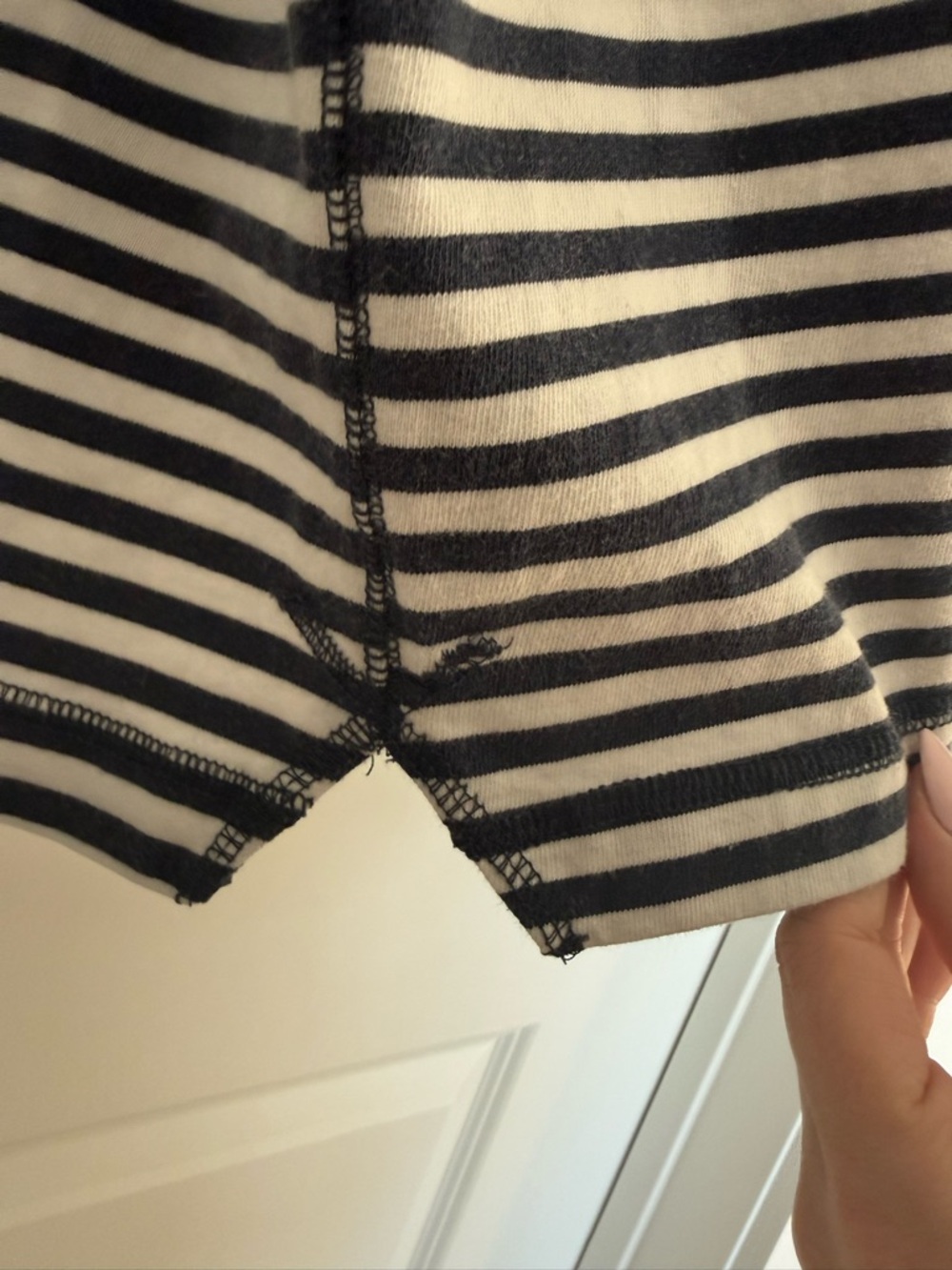 FP Movement by Free People Restoration Yarn Dye Stripe Layer Navy and White Top - Picture 15 of 15